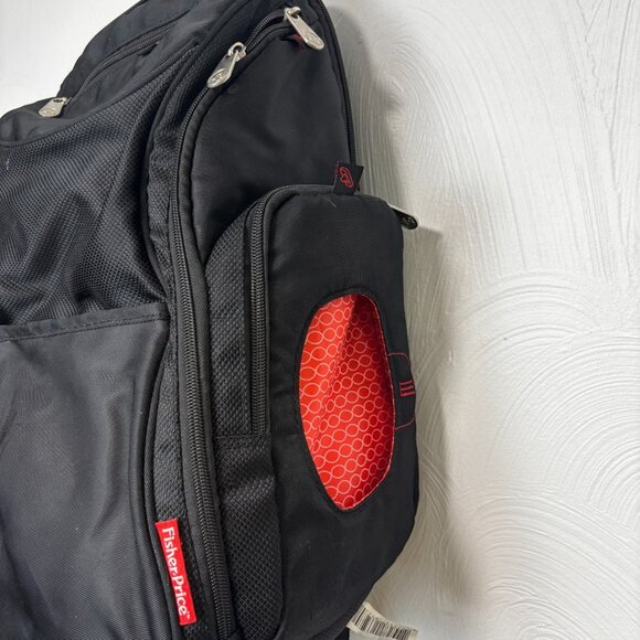 Fisher-Price Black Diaper Backpack w/ Wipe Pocket & Insulated Bottle Holder - Picture 2 of 6
